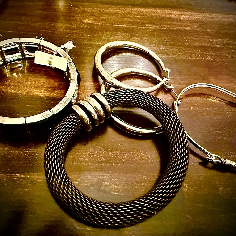 (3) Bracelets, (1) hoop earrings LOT #11